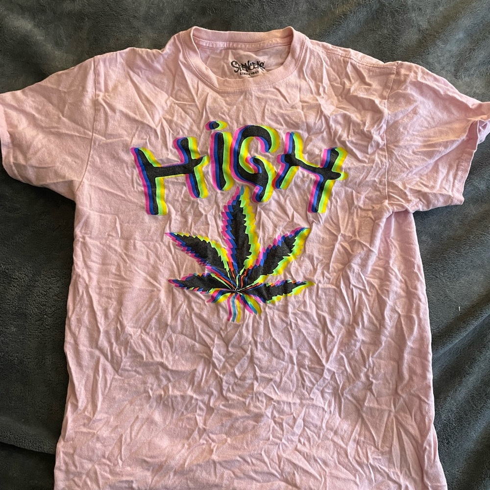 Y2K Pink Spencer’s Graphic Trippy High T-Shirt For Woman Or Men